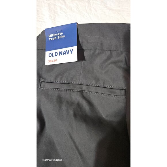 Ultimate Tech Slim Black Pants Old Navy 38x30 Mens Stretch Zipper Pockets - Picture 5 of 10